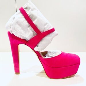 Stuart Weitzman Suede Pink Avenue 130 Platform Heels Women's Size 6